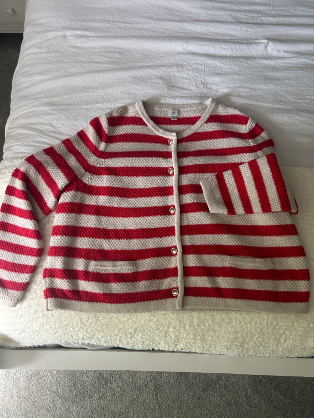Striped A New Day Sweater with Gold Buttons
